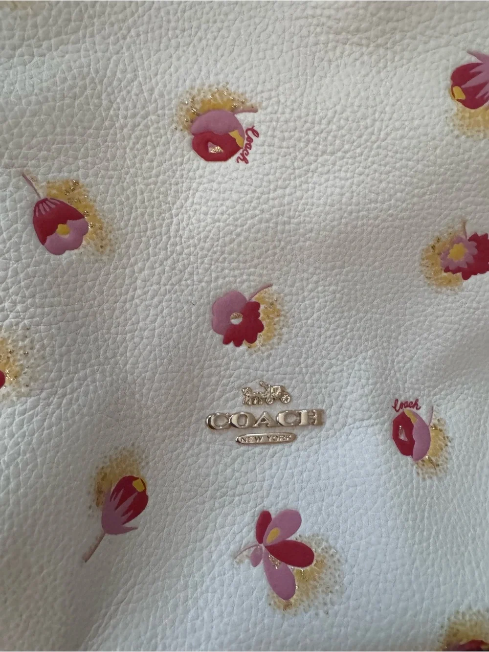 Coach Hallie Floral Print Shoulder Bag in Cream with Pink and Yellow Blooms